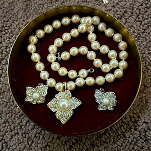 Costume necklace with matching clip on earrings